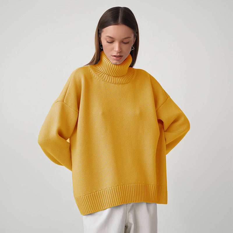 Damen Oversized Pullover mit hochgeschlossenem Kragen WW