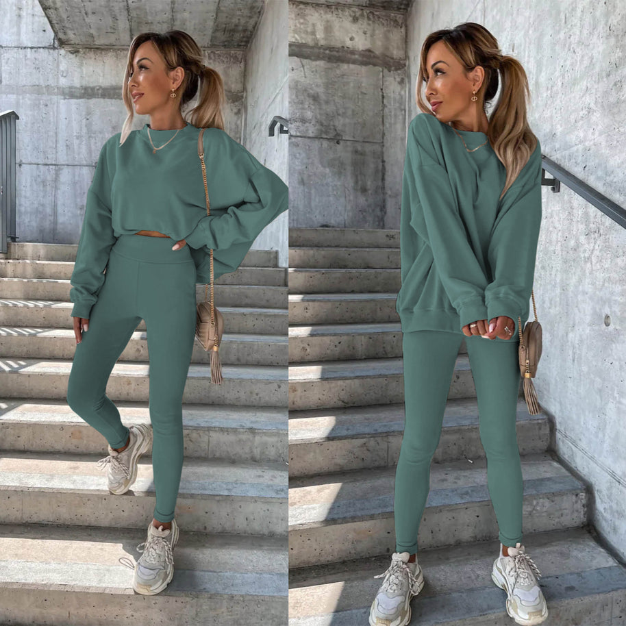Damen Sportlicher Freizeitanzug mit oversized Sweatshirt und enganliegenden Leggings WW