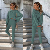 Damen Sportlicher Freizeitanzug mit oversized Sweatshirt und enganliegenden Leggings WW