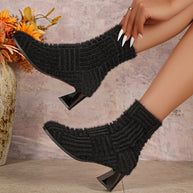 Damen Elegante Mid-Chunky-Stiefeletten mit strukturiertem Obermaterial WW