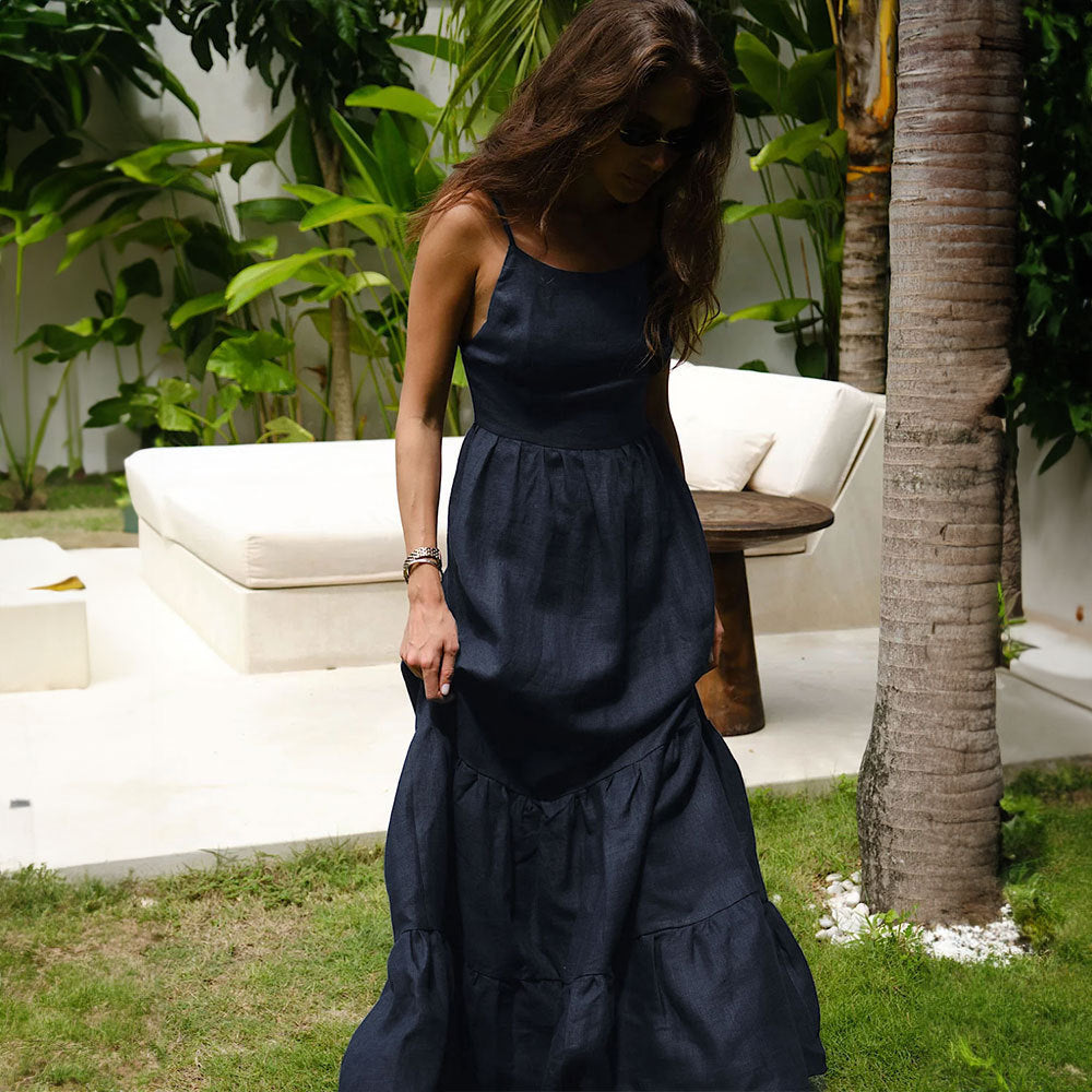 Damen Sommerliches Maxikleid aus hochwertiger Baumwolle WW