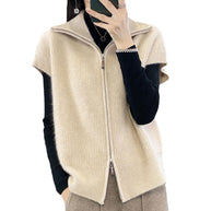 Damen Strickjacke mit Rollkragen und durchgehendem Reißverschluss WW