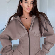 Damen Sportlicher Fleece-Jumpsuit mit hohem Kragen und trendiger Silhouette WW