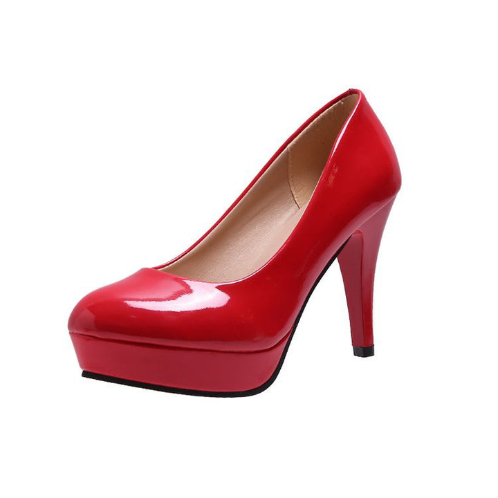 Damen Plateau-Pumps mit glänzendem Obermaterial und ergonomischem Fußbett W&W Mode