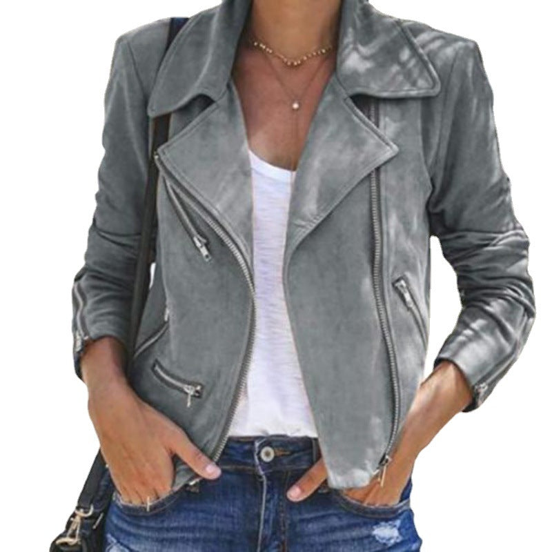 Damen Bikerjacke im modernen Wildleder-Look WW
