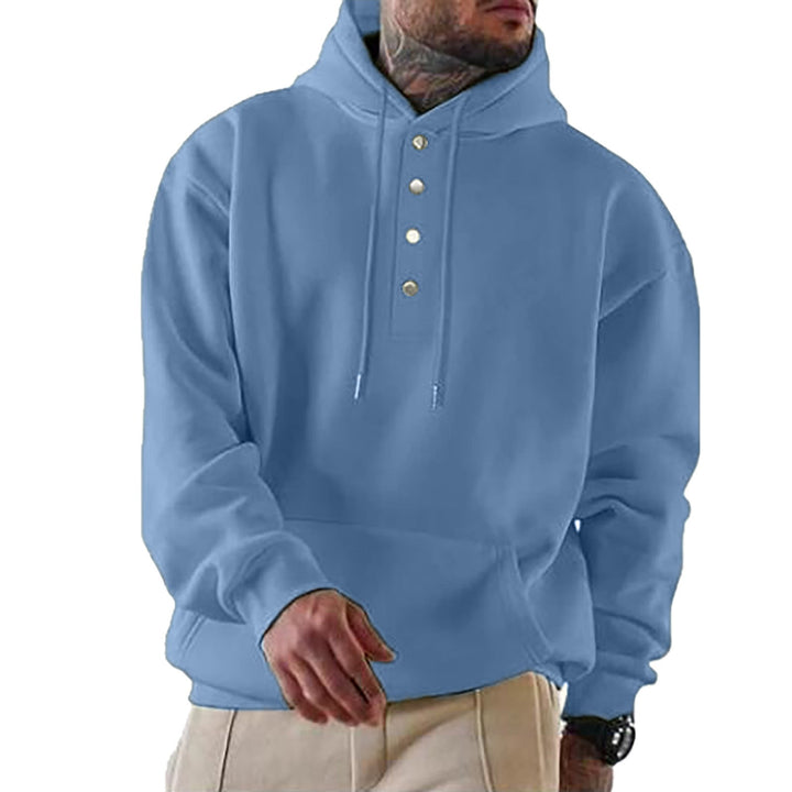 Herren Kapuzenpullover mit Knopfleiste und lässigem Schnitt W&W Mode