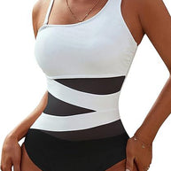 Damen Sportlicher Badeanzug mit einzigartigen Mesh-Einsätzen WW