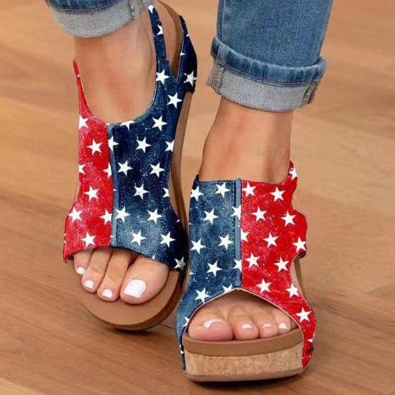 Damen Bequeme Keilabsatz-Sandalen mit anatomischem Fußbett WW
