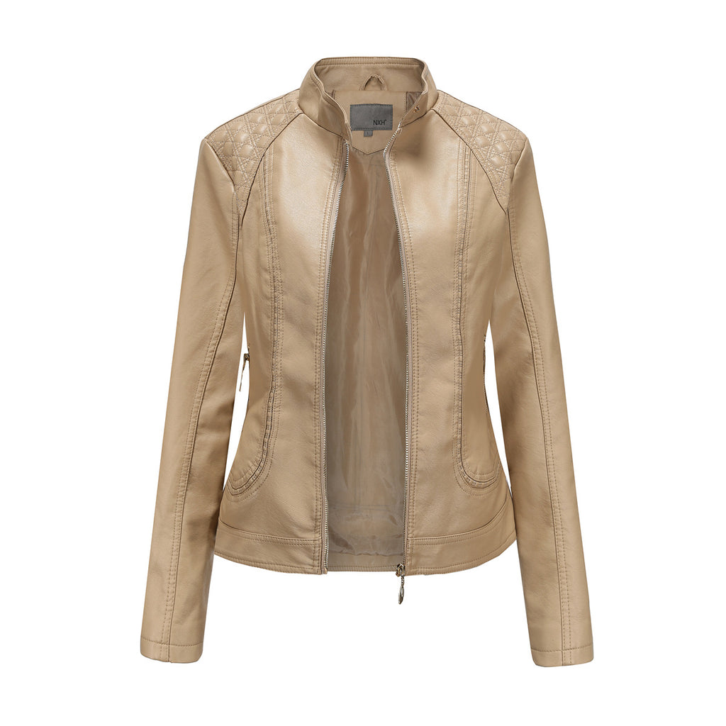 Damen Kunstlederjacke mit modischen Steppdetails WW