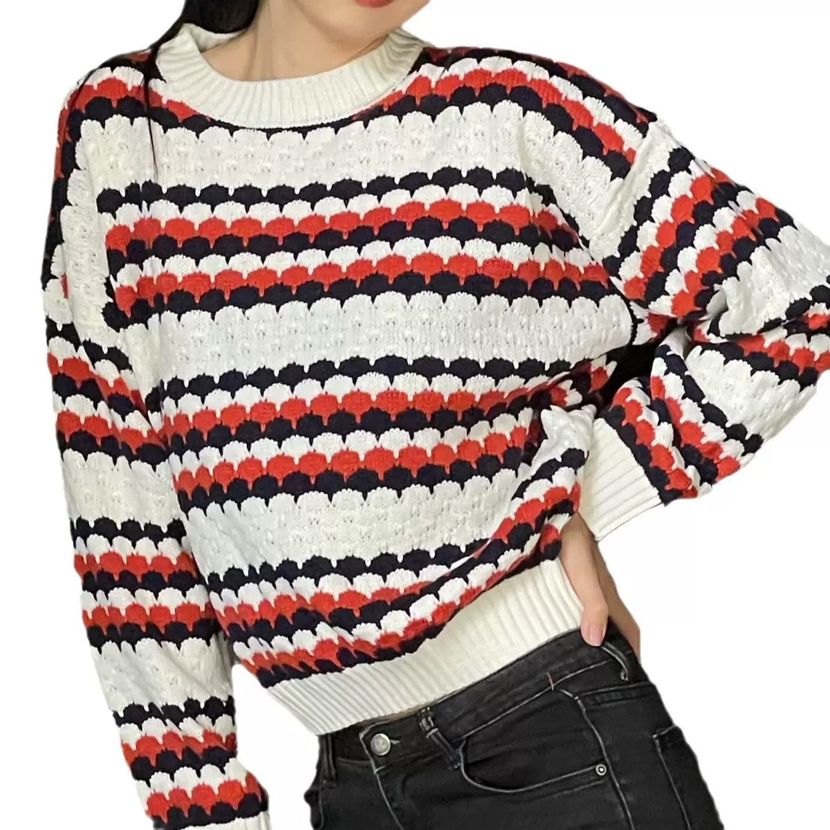 Damen Strickpullover mit strukturiertem Muster WW
