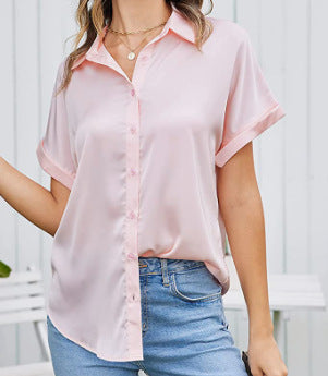 Damen Satin-Bluse mit überschnittenen Schultern WW