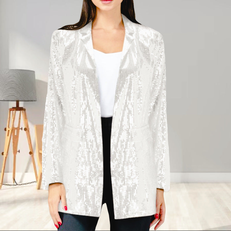 Damen Pailletten Blazer mit schimmerndem Effekt und taillierter Passform WW