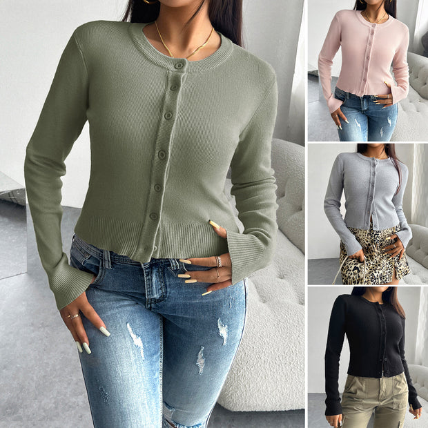 Damen Cardigan mit feiner Ribstruktur und Knopfverschluss WW