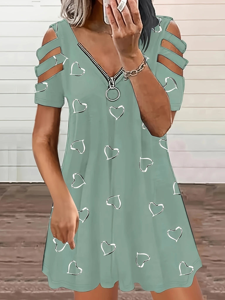 Damen Kleid mit Herzmotiv und seitlichen Cut-Outs WW