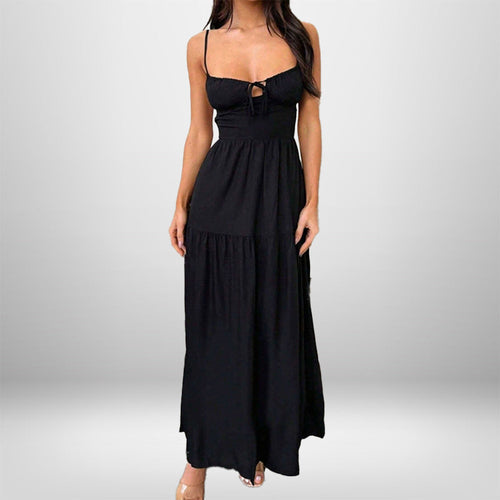 Damen Maxikleid mit verstellbaren Trägern und romantischem Schlüsseleffekt W&W Mode
