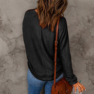 Damen lässiges Sweatshirt mit weitem Schnitt und strukturiertem Material WW