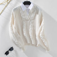 Damen Strickpullover mit stylischem Kragen WW