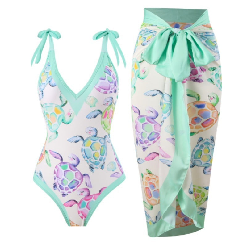 Damen Strandpareo mit einzigartigem Motiv und verstellbarem Bindeband WW
