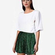 Damen Glitzernde Shorts mit elastischem Bund WW