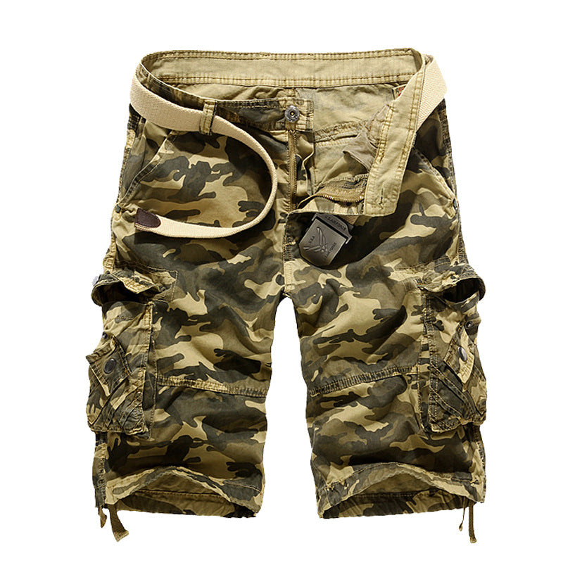 Herren Camo Cargo-Shorts mit mehreren Taschen und verstellbarem Bund WW