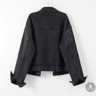 Damen Jeansjacke mit fransigen Details und lässigem Schnitt WW