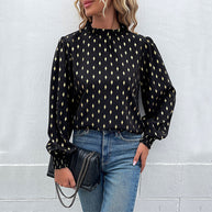 Damen Bluse mit elegantem Kragen und modischem Muster WW
