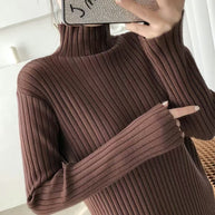 Damen Strickkleid mit feiner Rippstruktur und hohem Kragen WW