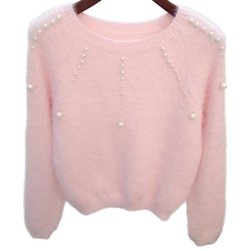 Damen stilvoller Pullover mit eleganten Perlenakzenten WW