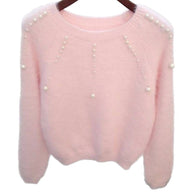 Damen stilvoller Pullover mit eleganten Perlenakzenten WW