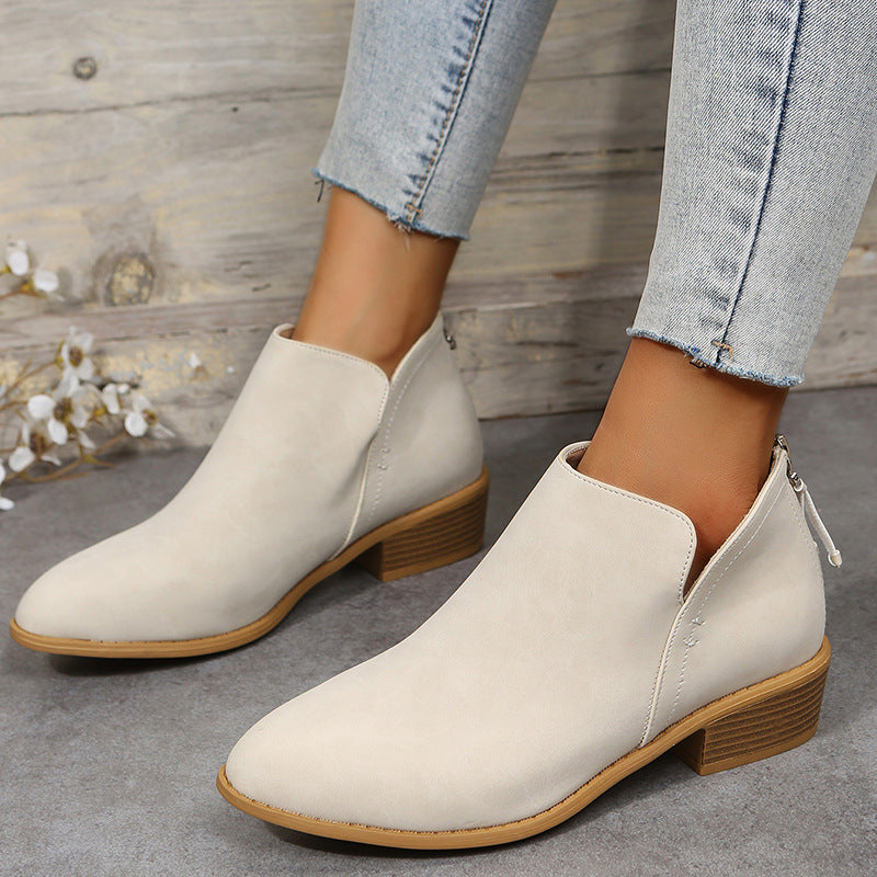 Damen Ankle Boots mit elegantem Reißverschluss und komfortablem Blockabsatz WW