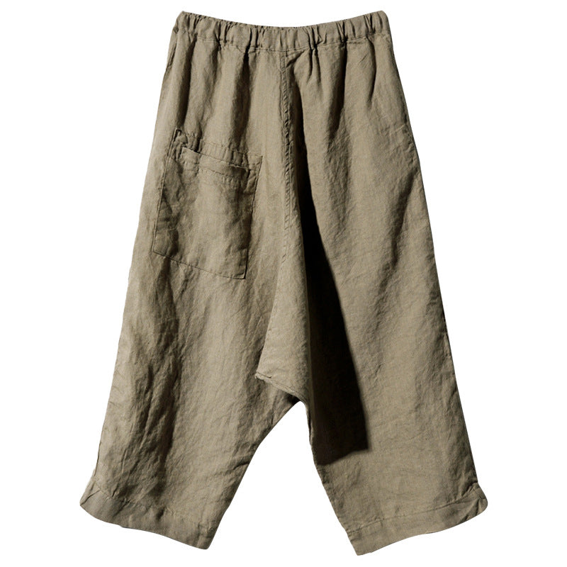 Damen Leinenhose mit weitem Schnitt und elastischem Bund WW