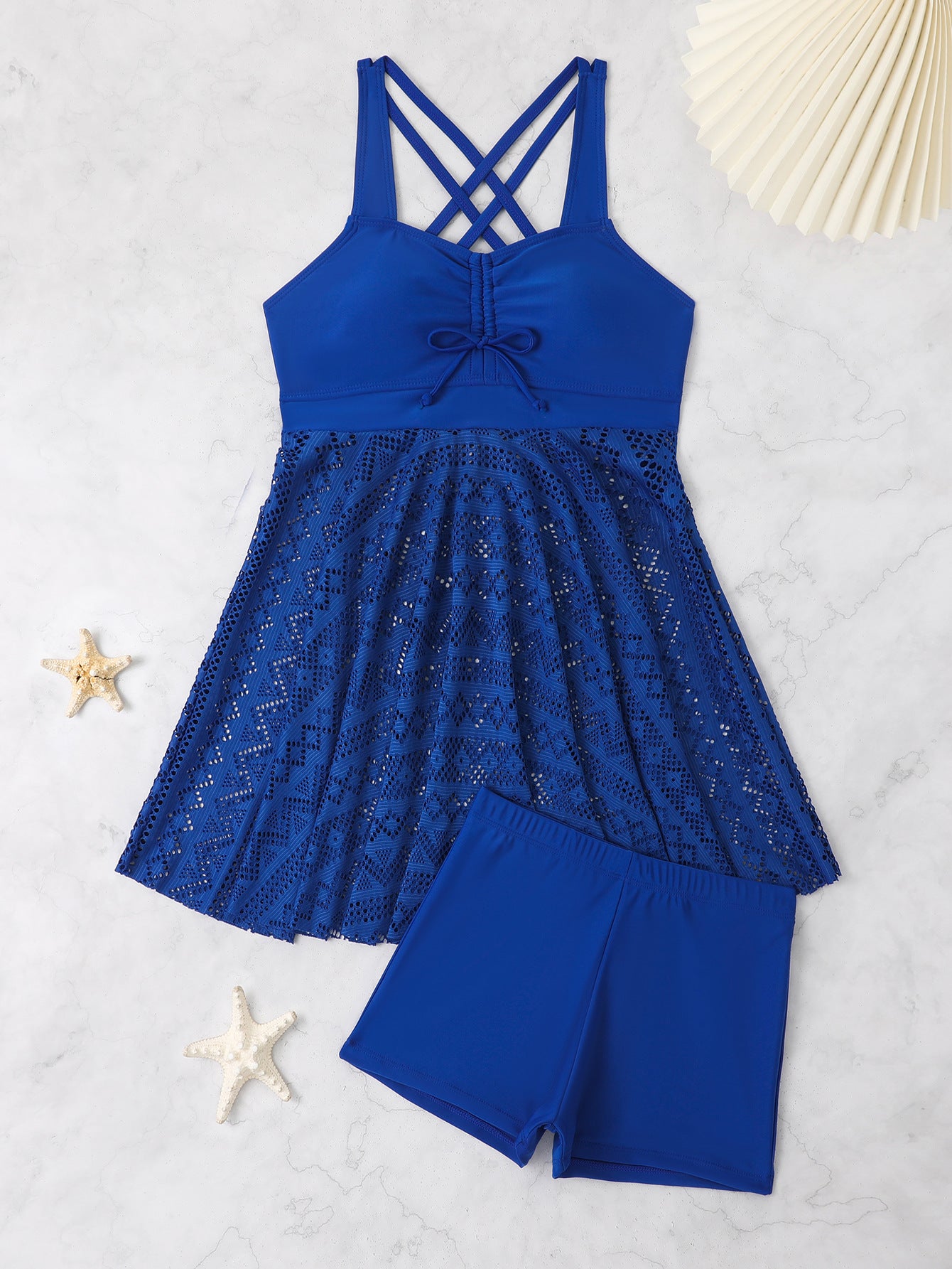 Damen Badekleid mit integrierten Shorts und raffinierten Trägerdetails WW