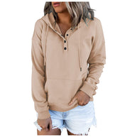 Damen Sportlicher Hoodie mit Knopfleiste und lässigem Schnitt WW