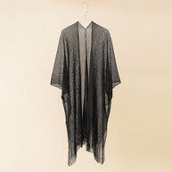 Damen Fransen-Kimono aus transparenter, luftiger Struktur WW