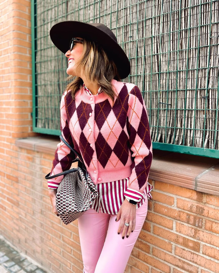 Damen Strickjacke im eleganten Argyle-Muster WW