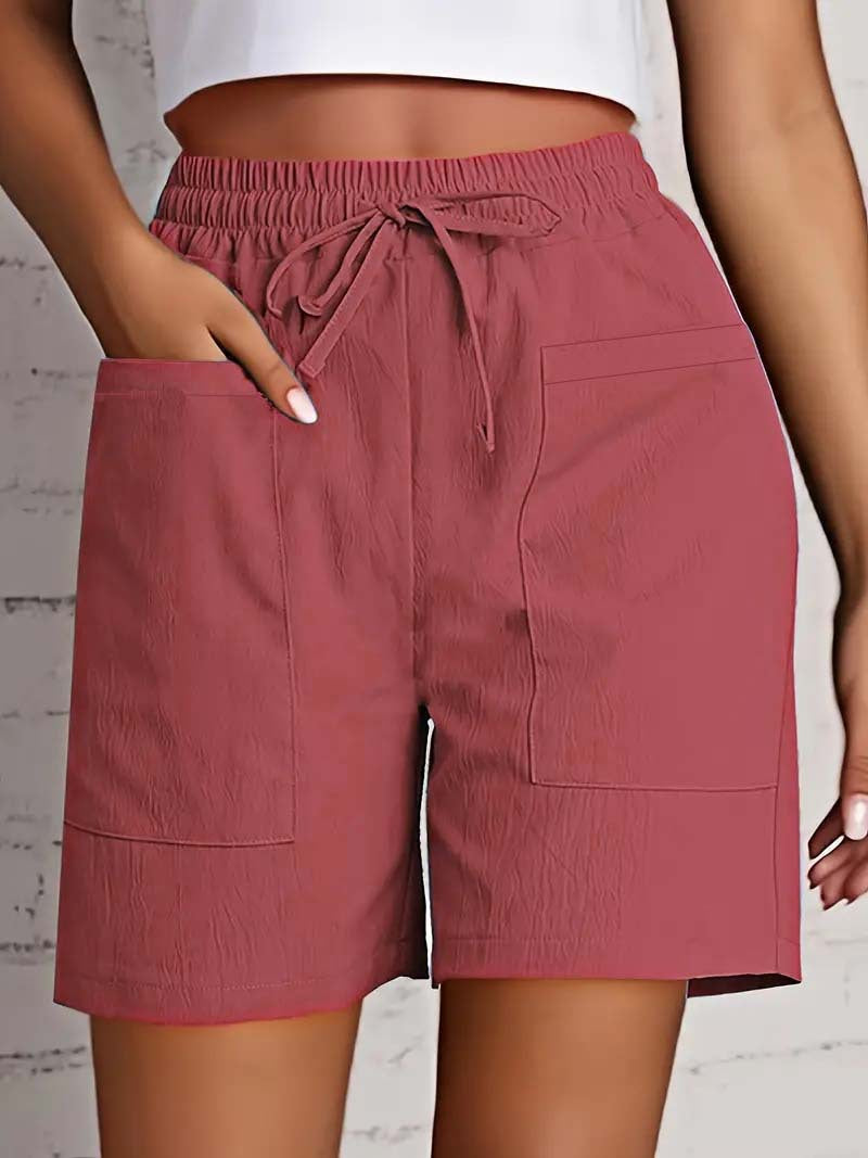 Damen entspannte Shorts mit breitem Gummibund und praktischen Taschen WW