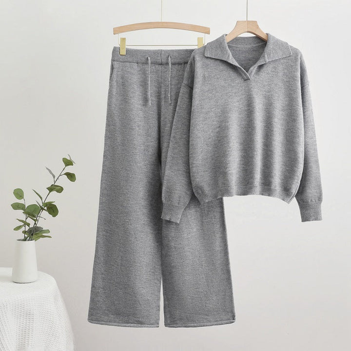 W&W Mode | Reverskragen Top und Kordelzug Weite Hose Set