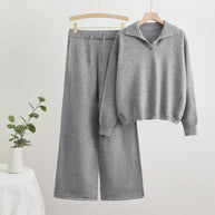 WW | Reverskragen Top und Kordelzug Weite Hose Set