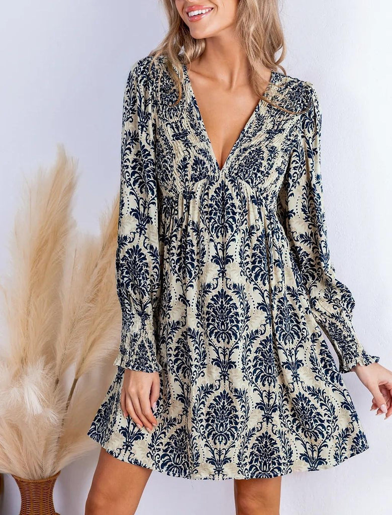 Damen Blusenkleid mit floralem Design und hochgeschlossenem Kragen WW