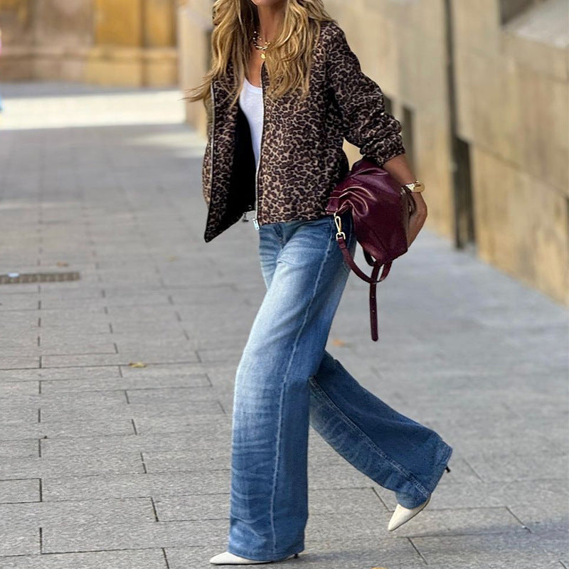 Damenjacke mit Leopardenmuster und lässiger Passform