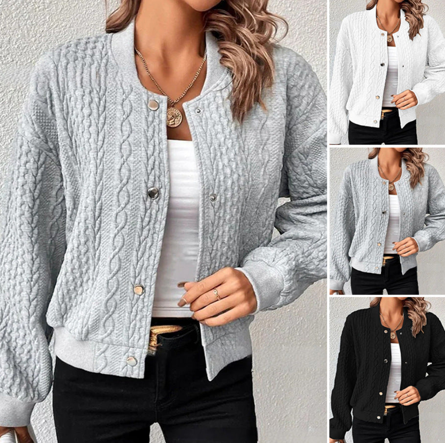 Damen Strickjacke mit Struktur und Knopfleiste WW