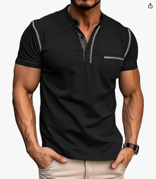 Herren Poloshirt mit modischem Kragen und Brusttasche WW