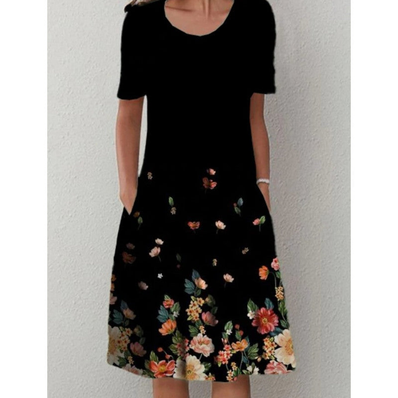 Damen Freizeitkleid mit verspieltem Blumendruck und praktischen Taschen W&W Mode