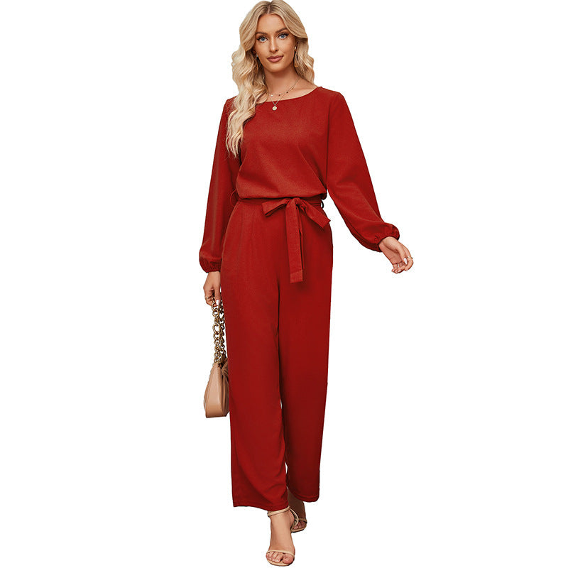 Damen eleganter Jumpsuit mit eleganten Ärmeln und tailliertem Schnitt WW