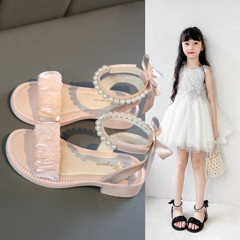 Damen Elegante Perlen-Besetzte Knöchelriemen Sandalen WW