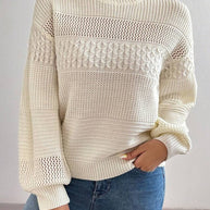 Damen Strickpullover mit modernem Lochmuster WW
