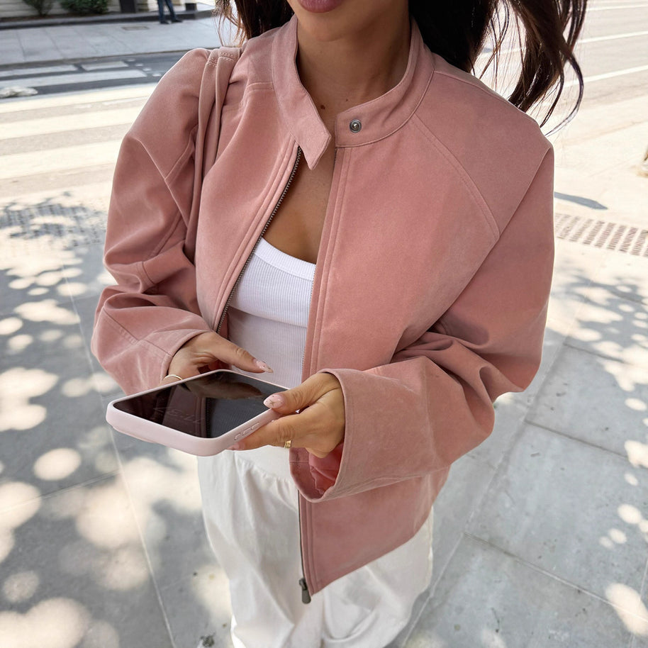 Damen Sportliche Jacke mit modernem Stehkragen und funktionalen Taschen WW