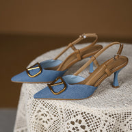 Damen Slingback Pumps mit eleganter quadratischer Zehenpartie und hochwertigem Riemen WW