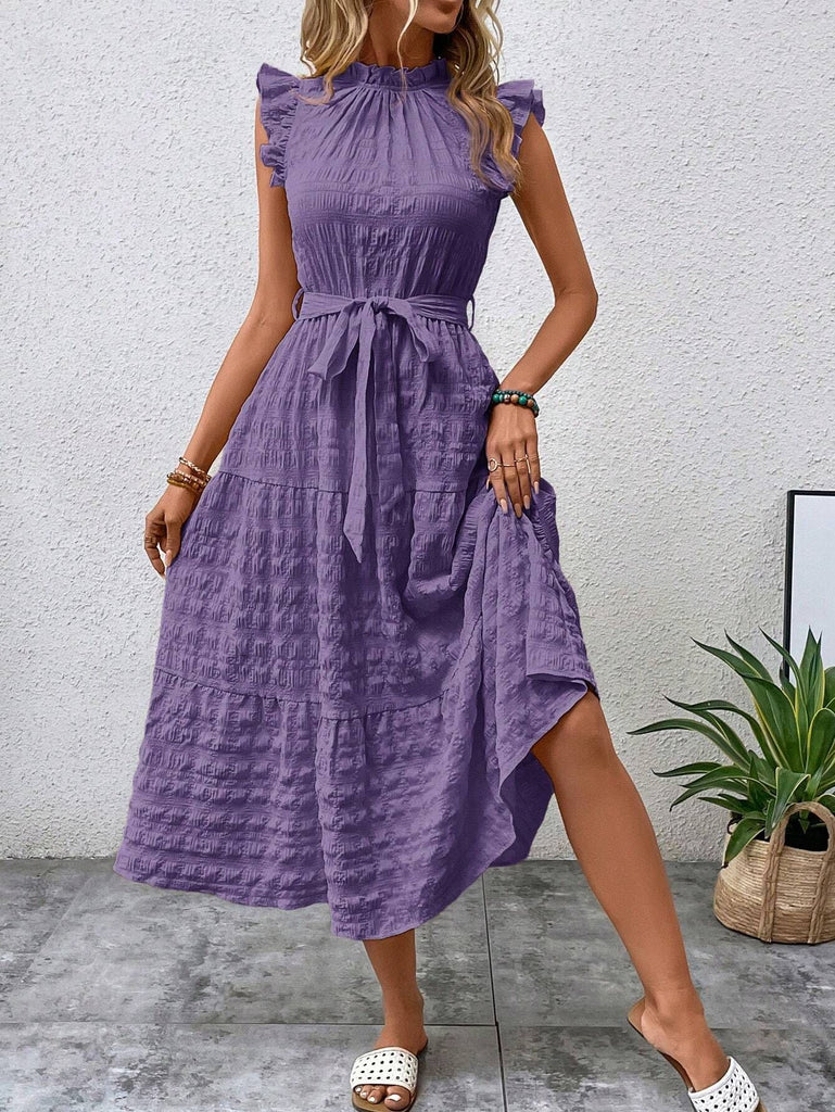 Damen Wickelkleid mit Rüschendetails und erzählt Kleidersaum WW