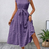 Damen Wickelkleid mit Rüschendetails und erzählt Kleidersaum WW